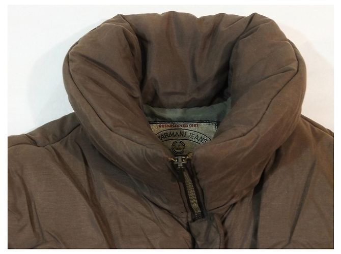 Armani Jeans Quilted down jacket in Chocolate Technical Fabric - view 3