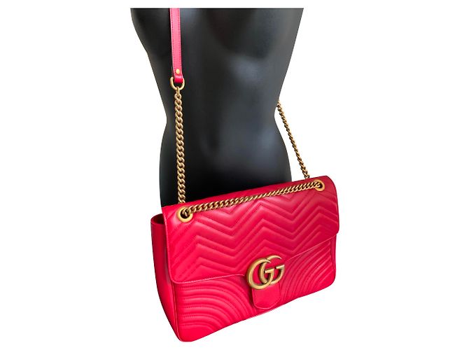 Borsa a spalla GG Marmont Gucci Rosso - vista 2