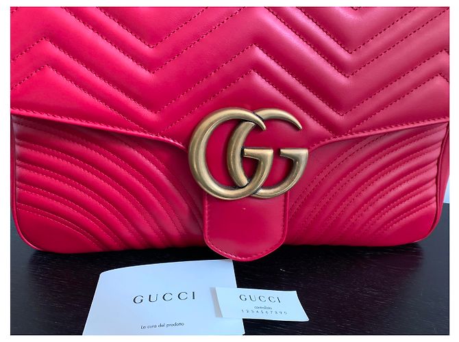 Borsa a spalla GG Marmont Gucci Rosso - vista 3