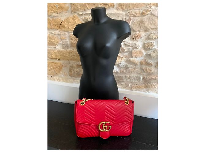 Borsa a spalla GG Marmont Gucci Rosso - vista 9