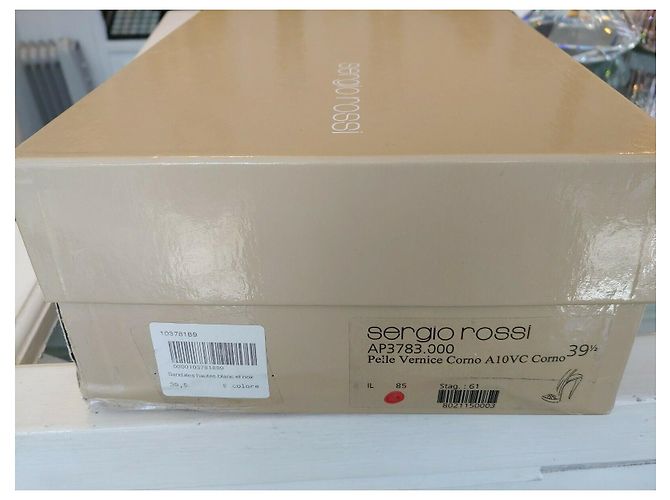 Sergio Rossi Pelle Vernice Corno Lackschuhe Schwarz Weiß - Ansicht 11