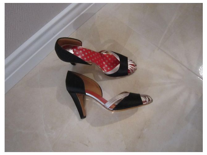 Décolleté Christian Lacroix in Satin Nero e Pelle Oro 39.5 - vista 2