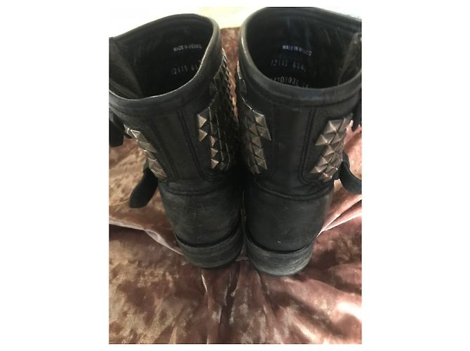 Ash Bottes motardes en cuir noires à clous Nickel TENNESSE - vue 3