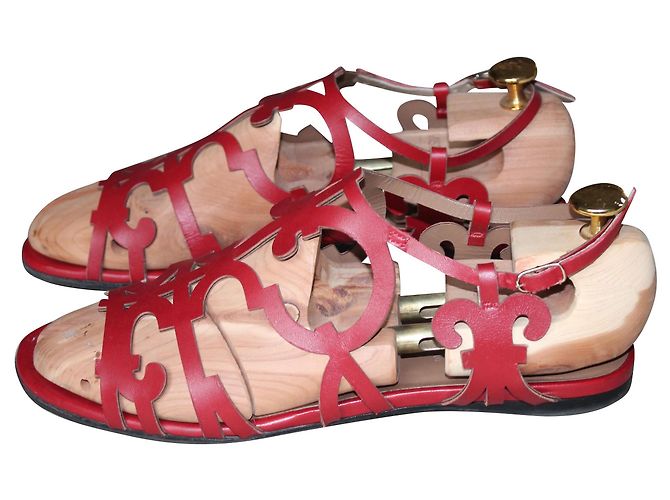Sandali Hermès in pelle rossa Rosso - vista 2