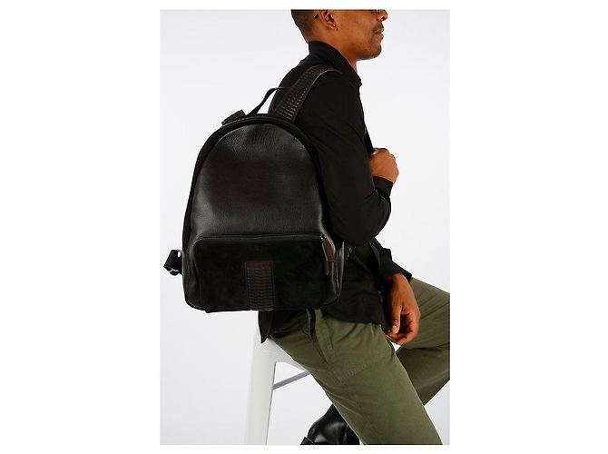 Salvatore Ferragamo Zaino in pelle nero marrone - vista 2