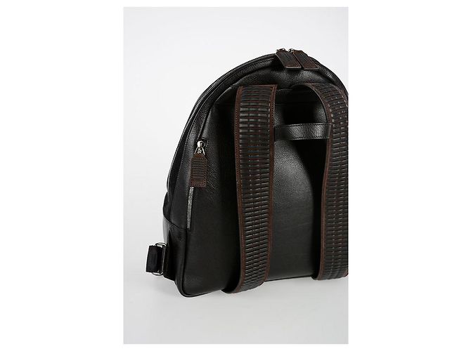 Salvatore Ferragamo Zaino in pelle nero marrone - vista 3