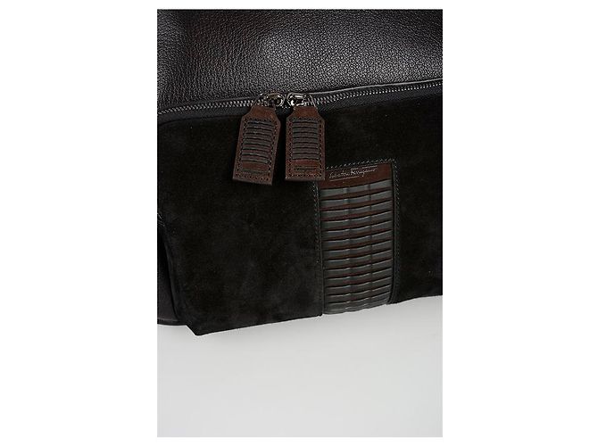 Salvatore Ferragamo Zaino in pelle nero marrone - vista 4