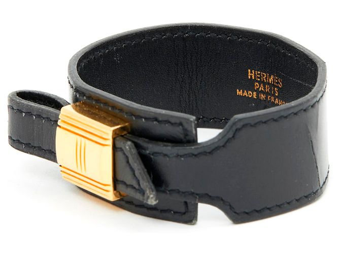 Bracciale Hermès Artemis in pelle nera e metallo dorato Nero D'oro - vista 2