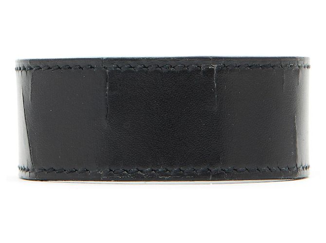 Bracciale Hermès Artemis in pelle nera e metallo dorato Nero D'oro - vista 4