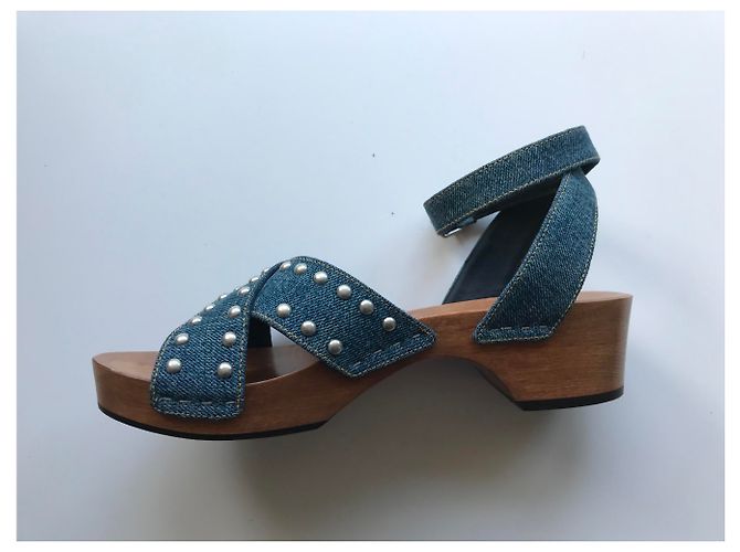 Saint Laurent SANDALI IN DENIM CON BORCHIE - vista 10