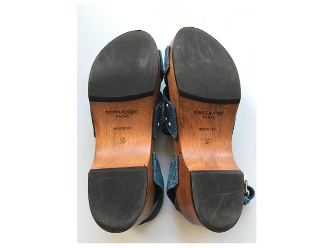 Saint Laurent SANDALI IN DENIM CON BORCHIE - vista 18