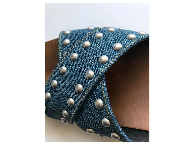 Saint Laurent SANDALI IN DENIM CON BORCHIE - vista 20