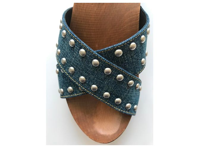 Saint Laurent SANDALI IN DENIM CON BORCHIE - vista 21