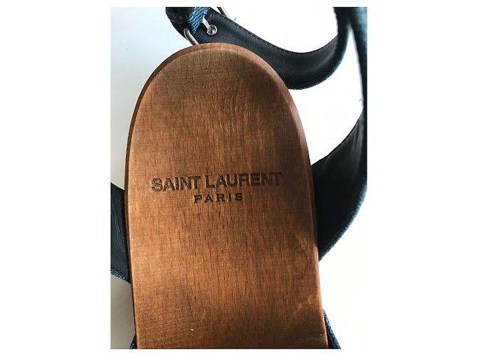 Saint Laurent SANDALI IN DENIM CON BORCHIE - vista 22