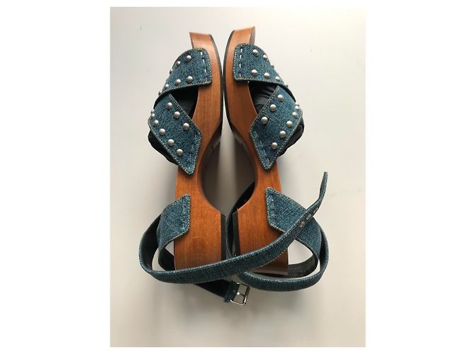 Saint Laurent SANDALI IN DENIM CON BORCHIE - vista 24