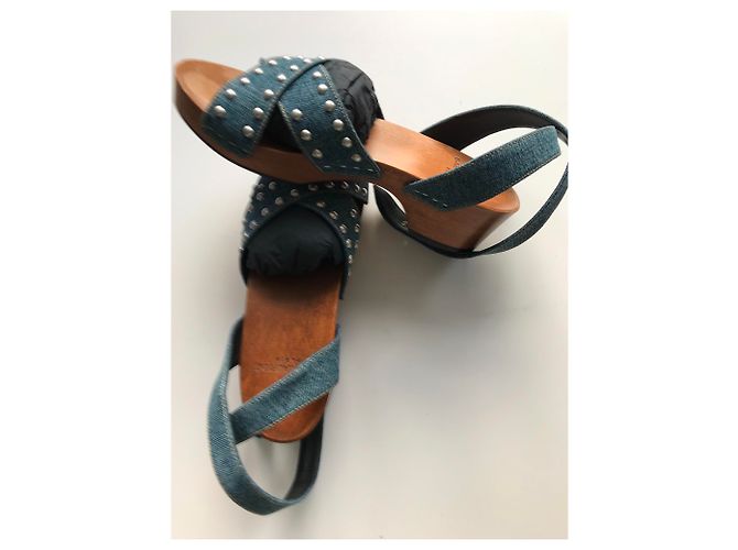 Saint Laurent SANDALI IN DENIM CON BORCHIE - vista 25