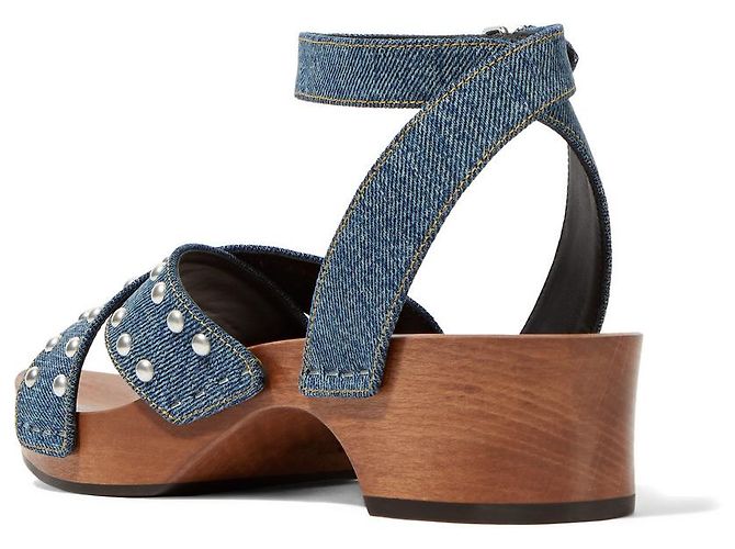 Saint Laurent SANDALI IN DENIM CON BORCHIE - vista 4