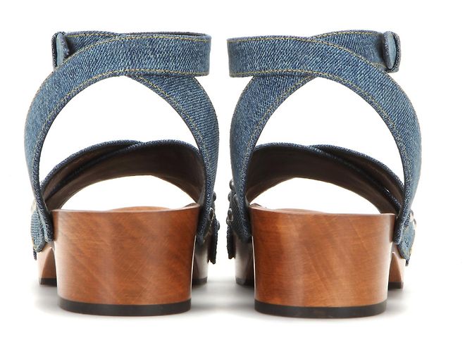 Saint Laurent SANDALI IN DENIM CON BORCHIE - vista 5