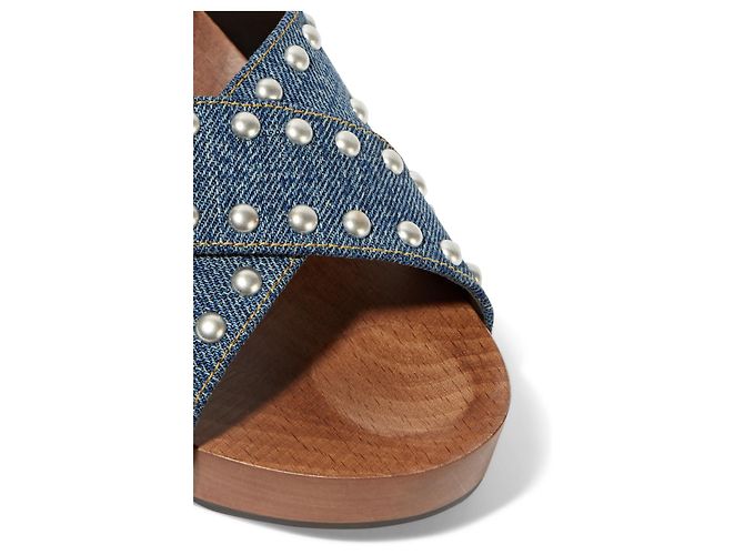 Saint Laurent SANDALI IN DENIM CON BORCHIE - vista 6