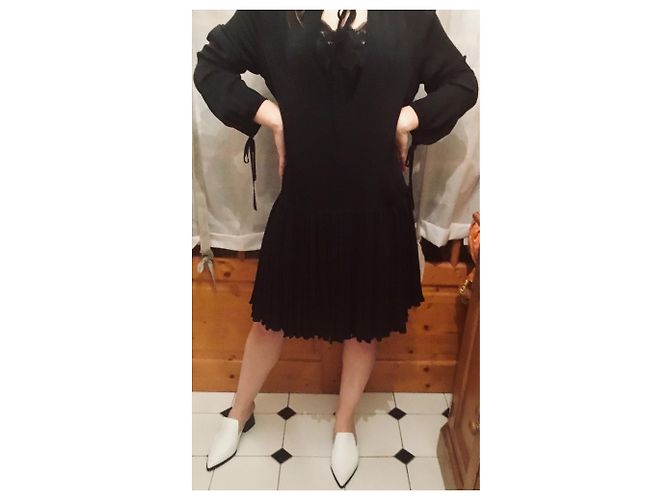 Dsquared2 Kleid aus schwarzer Seide plissiert Low Rise - Ansicht 3
