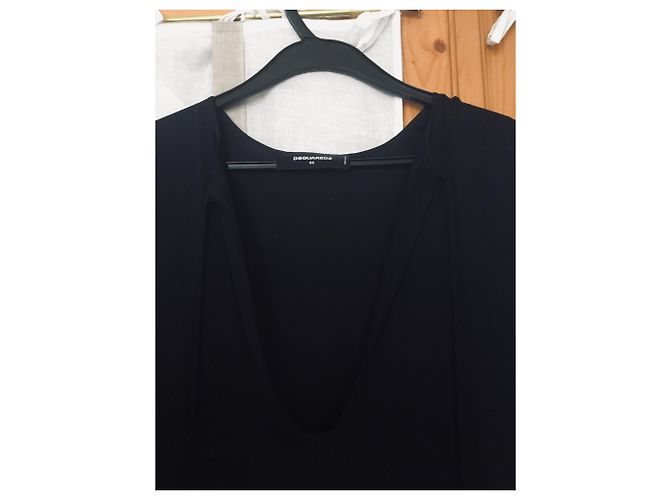 Dsquared2 Kleid aus schwarzer Seide plissiert Low Rise - Ansicht 5
