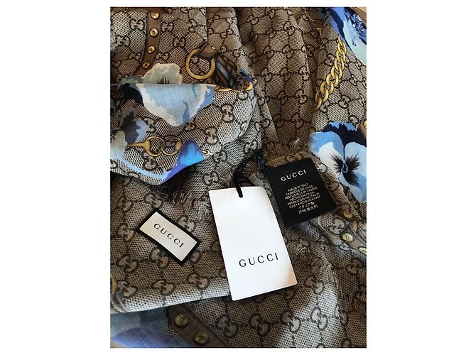 gucci, SCIARPA GUCCI BLU FLOREALE NOVITÀ - vista 2