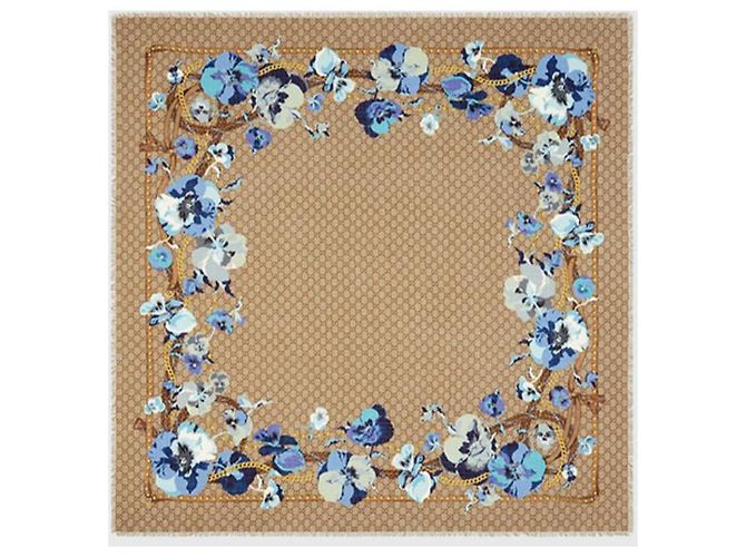 gucci, SCIARPA GUCCI BLU FLOREALE NOVITÀ - vista 4