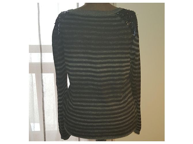Berenice Weste in Schwarz und Grau aus Wolle mit Pailletten - Ansicht 6