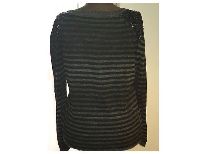 Berenice Weste in Schwarz und Grau aus Wolle mit Pailletten - Ansicht 7