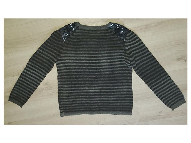 Berenice Weste in Schwarz und Grau aus Wolle mit Pailletten - Ansicht 8
