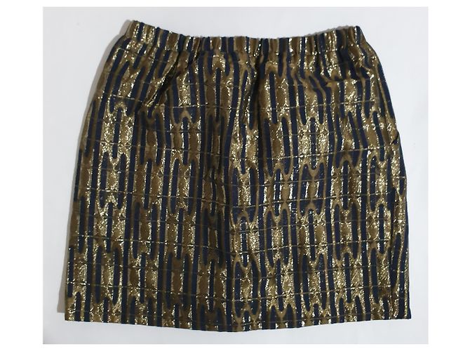 Falda Pomandère azul y dorada Talla 42 Multicolor Dorado - vista 2