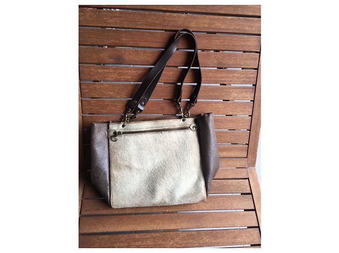 Autre Marque Borsa a mano J Martin in pelle beige - vista 2