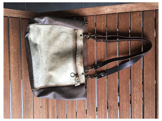 Autre Marque Borsa a mano J Martin in pelle beige - vista 3