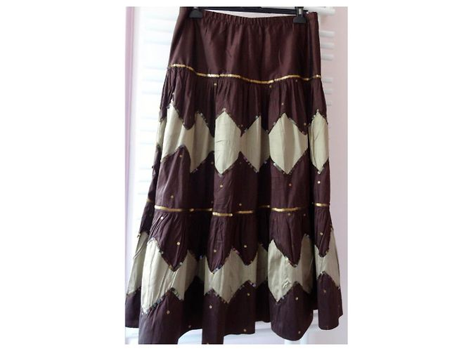 Autre Marque Falda larga de seda chocolate - vista 5