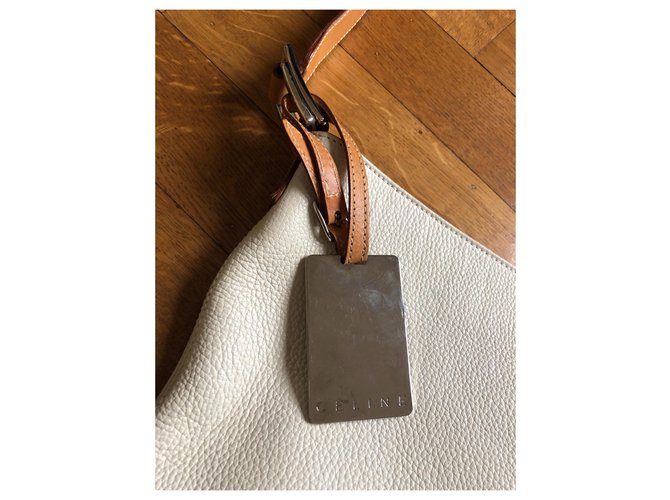 Borsa Céline in pelle martellata Eggshell Bianco sporco - vista 4