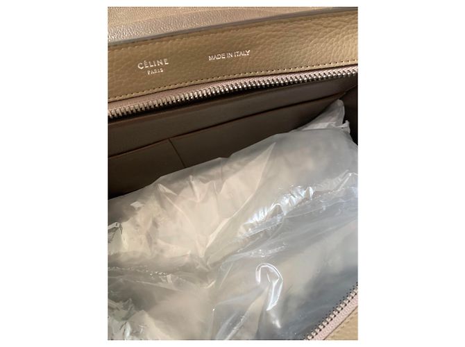 Trapèze Borsa a mano Céline Trapeze in pelle martellata taupe - vista 2