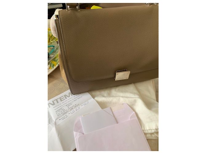Trapèze Borsa a mano Céline Trapeze in pelle martellata taupe - vista 3