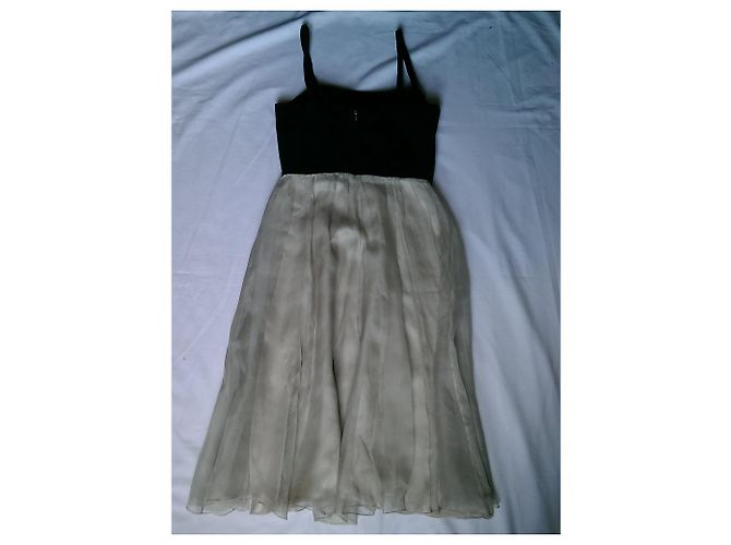 Autre Marque Abito Maria Jose Navarro in seta e velluto nero beige - vista 2
