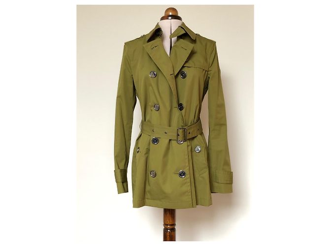 Gabardina Burberry Brit Verde Oliva de Algodón - vista 4