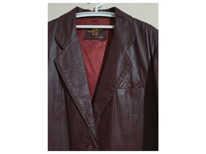 Etienne Aigner Lederblazer Jacke Dunkelrot Bordeaux - Ansicht 2