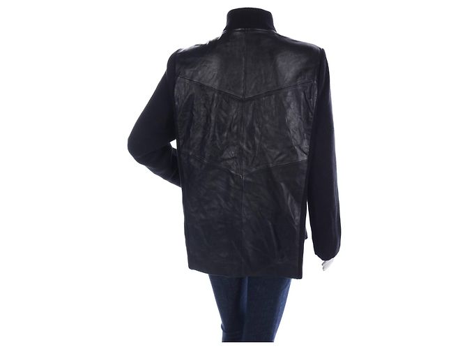 Giacca Bob Mackie in pelle e cotone nera Nero - vista 5