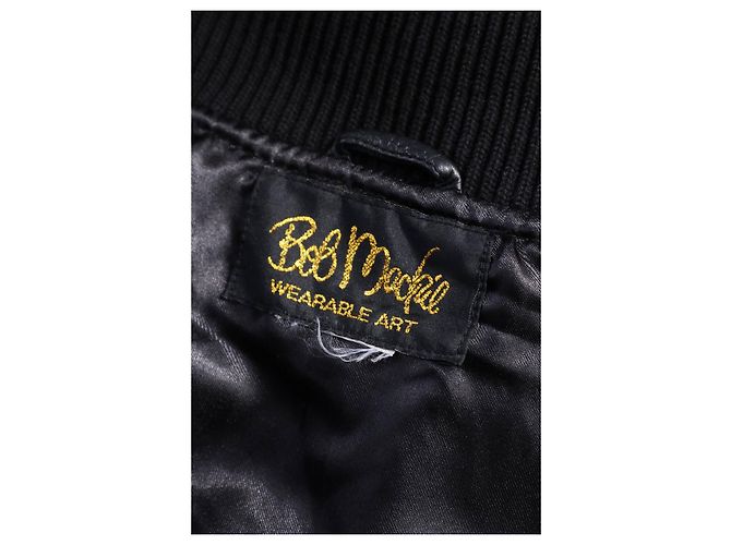Giacca Bob Mackie in pelle e cotone nera Nero - vista 6