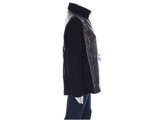 Giacca Bob Mackie in pelle e cotone nera Nero - vista 7