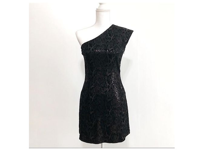 Halston Heritage Pailletten Minikleid mit einer Schulter schwarz - Ansicht 10