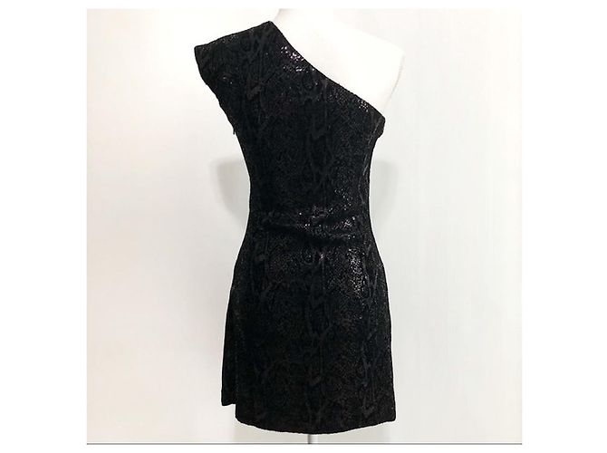 Halston Heritage Pailletten Minikleid mit einer Schulter schwarz - Ansicht 12
