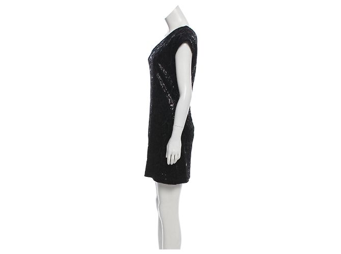 Halston Heritage Pailletten Minikleid mit einer Schulter schwarz - Ansicht 2