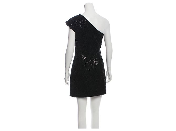 Halston Heritage Pailletten Minikleid mit einer Schulter schwarz - Ansicht 3