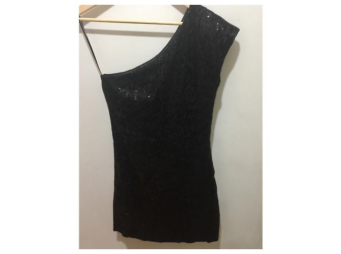Halston Heritage Pailletten Minikleid mit einer Schulter schwarz - Ansicht 7