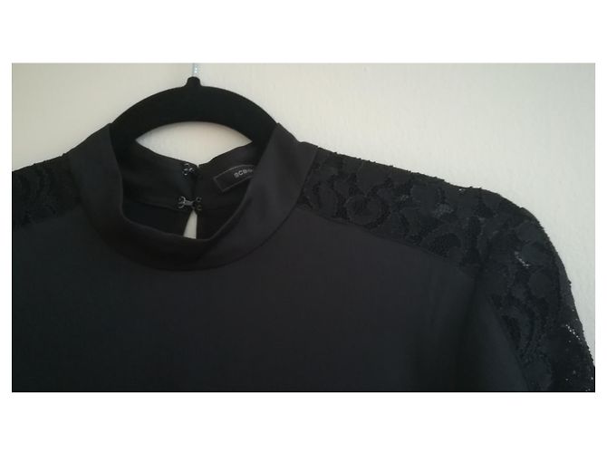 Bcbg Max Azria Schwarzes Kleid mit Spitzenärmeln - Ansicht 4