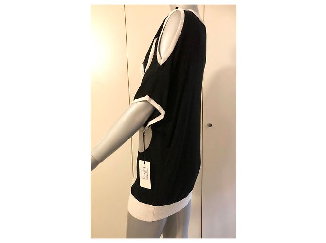 Autre Marque Túnica negra de algodón D&CO con patrones blancos Negro - vista 5